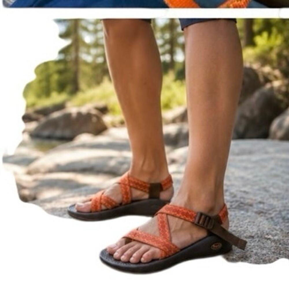 Chaco Sandals Womens Toe Loop Vibram Water Hiking Sport Orange Sz 10